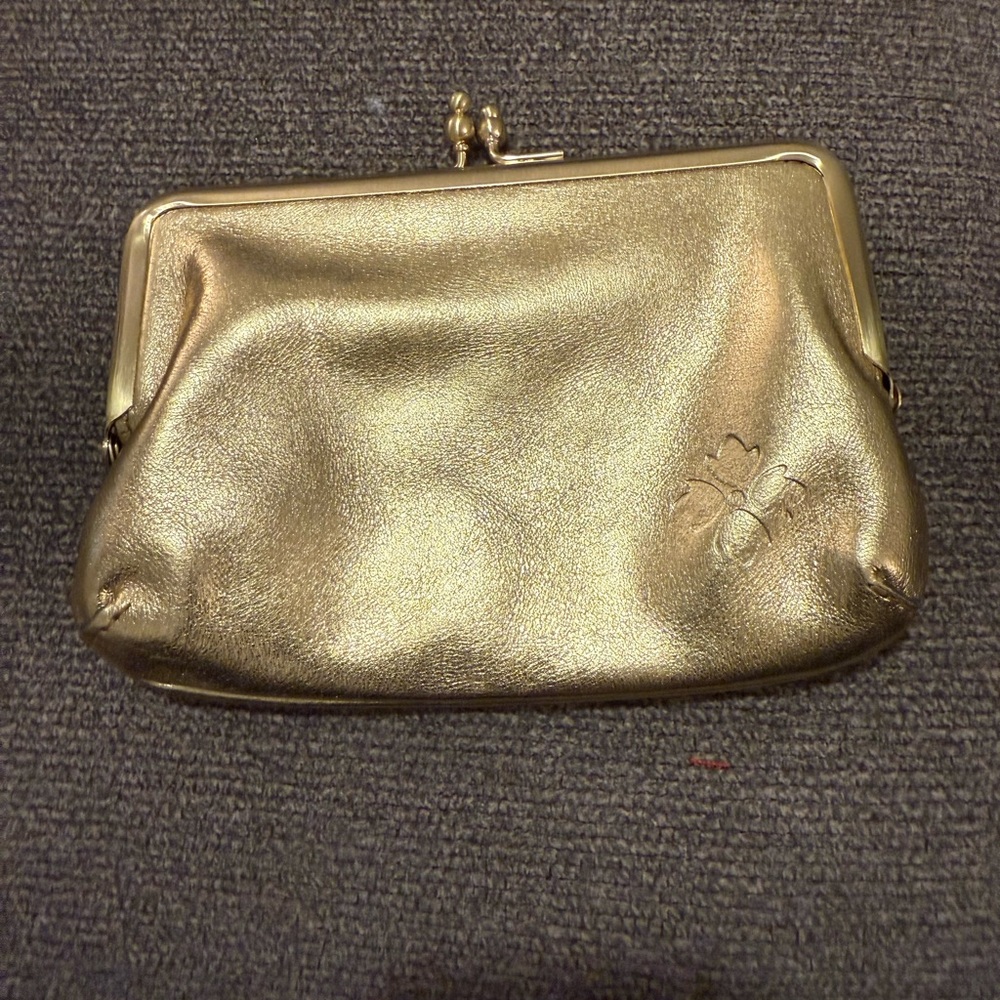 Patricia Nash Metallic Gold Kiss-Lock Coin Purse Mini Clutch